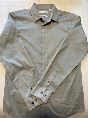 Calvin Klein Gray Button-Down Dress Shirt